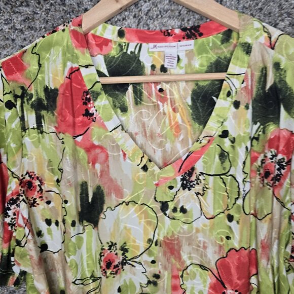 JM Collection Top Womens Plus 1X V Neck Jacquard Textured Blouse Stretch Casual - Picture 4 of 7